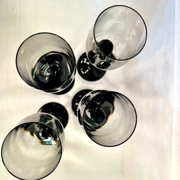 ALEXANDRA-BLACK STEMWARE by MIKASA  (4) CHAMPAGNE GLASSES LIKE NEW CONDITION - Picture 8 of 10